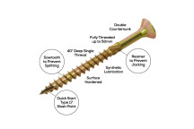 Spectre Advanced Woodscrew Yellow Pass  3.5 x 30mm (200)