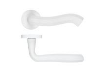 Rococo Lever On Round Rose Powder Coated White Finish