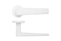 Veloce Lever On Round Rose Powder Coated White Finish