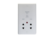Shaver Socket 2 Gang Dual Volt 110/240 White*