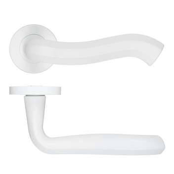 Rococo Lever On Round Rose Powder Coated White Finish