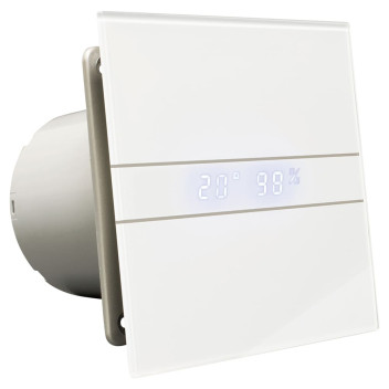 Extractor Fan Mela Air Glass Timer & Digital Humidistat Display 100mm* White