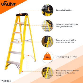 Vaunt Stepladder 6 Tread Fibreglass En131*