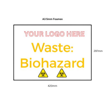 Custom Logo 5mm Foamex Sign A3 Waste Biohazard*
