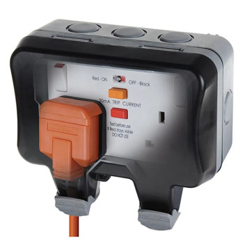 Waterproof IP66 Socket 2 Gang Inc RCD Grey*