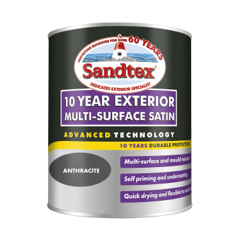 Sandtex 10 Year Exterior Multi Surface Satin Paint Anthracite 750ml*