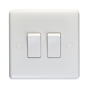 Switch 10A 2 Gang 2 Way White*