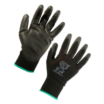 Essential Black Pu Palm Gloves Size 7 / S*