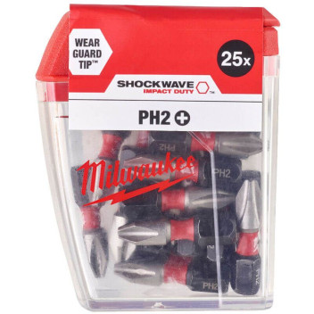 Milwaukee Shockwave PH2 X 25mm Screwdriver Bit PK25
