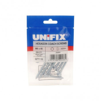 Pre Pack Coach Screw Bzp M6 X 50mm (10)