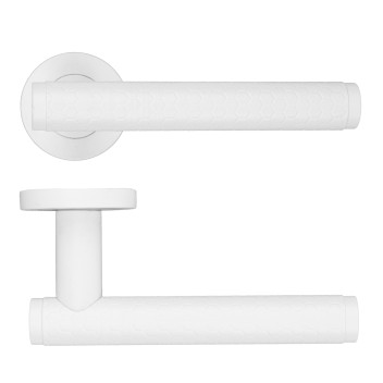 Favo Lever On Round Rose Powder Coated White Finish