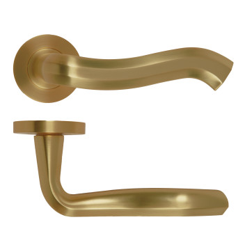 Rococo Lever On Round Rose Antique Brass Finish