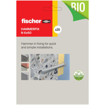 Fischer Pre Pack Hammer Fixings 6X60mm (20) *