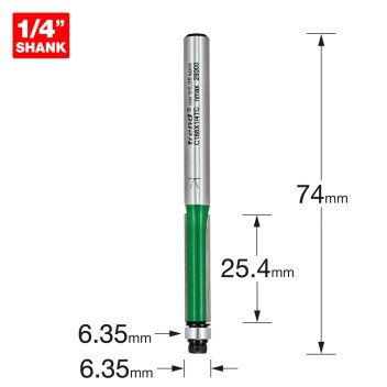 Trend C168X1/4TC Two Flute Guided Trimmer Cutter 6.3mm x 25.4mm*