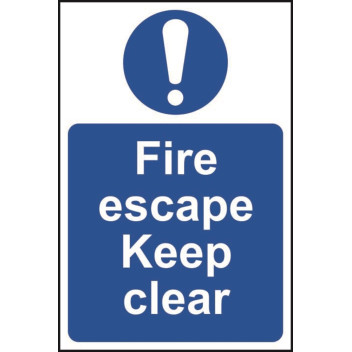 Signage Fire Escape Keep Clear Rigid 200 x 300mm*