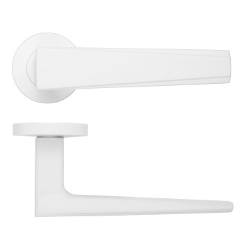 Veloce Lever On Round Rose Powder Coated White Finish