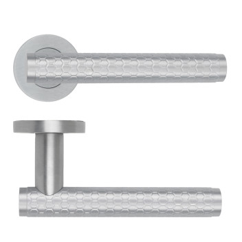 Favo Lever On Round Rose Satin Chrome Finish