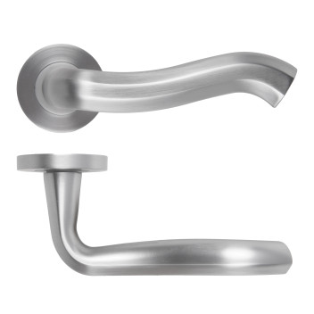 Rococo Lever On Round Rose Satin Chrome Finish