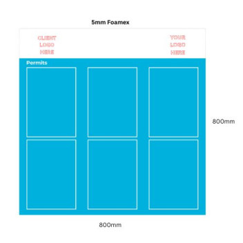Custom Logo 5mm Foamex Sign 800 x 800mm Permits Board*