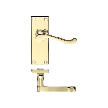 Door Handle Victorian Scroll Lever Latch PB*