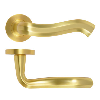 Rococo Lever On Round Rose Satin Brass Finish