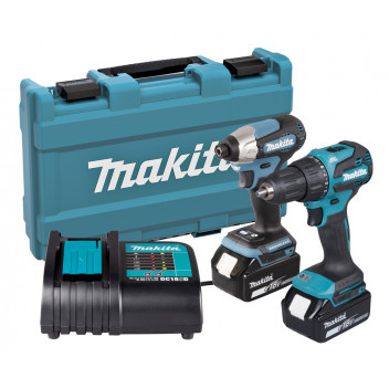 Makita Combi / Impact Driver Twin Kit DHP490/DTD157 BL 18v 2 x 5.0ah