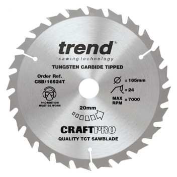 Trend CSB/16524T Craft Saw Blade 165 x 24T x 20mm Bore Thin*