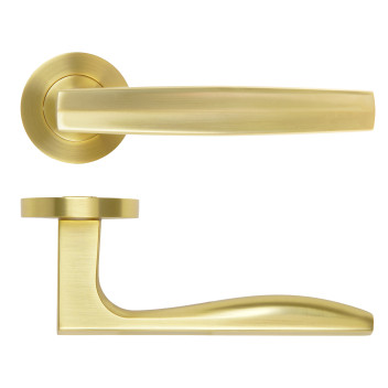 Apennine Lever On Round Rose Satin Brass Finish
