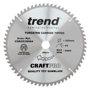 Trend CSB/CC30564 Craft Saw Blade Cross Cut 305 x 64T x 30mm Bore*