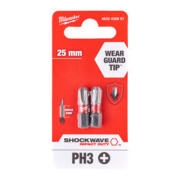 Milwaukee Shockwave PH3 Bit 25mm Pack 2*