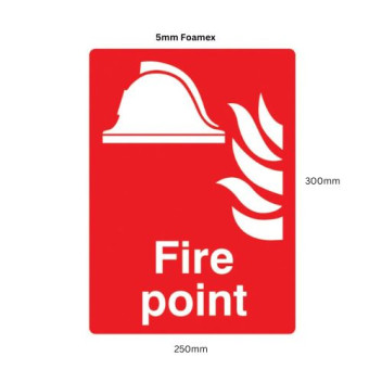 5mm Foamex Sign 300 x 250mm Fire Point*