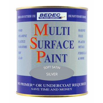 Bedec Multi Surface Paint Satin Silver 750ml