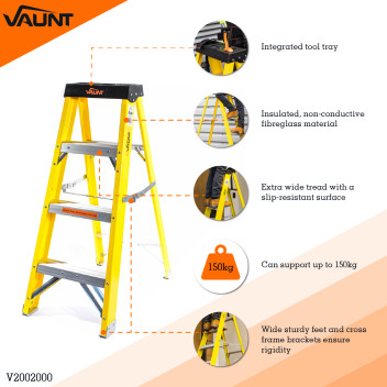 Vaunt Stepladder 4 Tread Fibreglass En131*