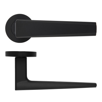 Veloce Lever On Round Rose Oscuro Matt Black Finish