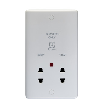 Shaver Socket 2 Gang Dual Volt 110/240 White*