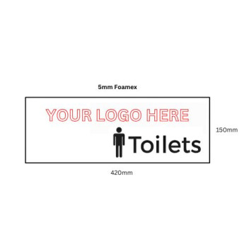 Custom Logo 5mm Foamex Sign 420 x 150mm Mens Toilets*