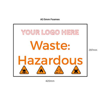 Custom Logo 5mm Foamex Sign A3 Waste Hazardous*