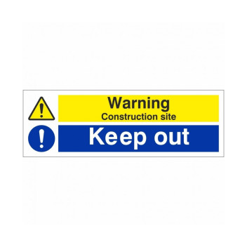Signage Warning Keep Out Construction Site Rigid 600 x 200mm*