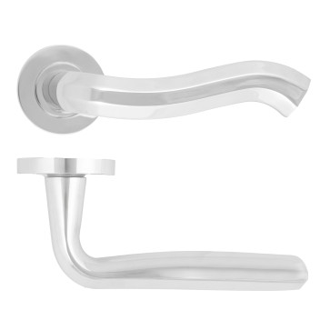 Rococo Lever On Round Rose Polished Chrome Finish