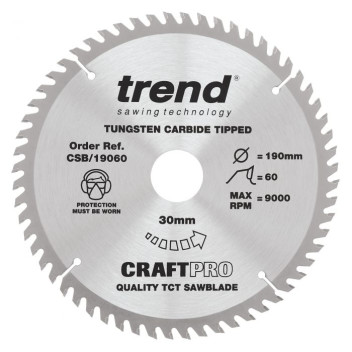 Trend CSB/19060 Craft Saw Blade 190 x 60T x 30mm Bore*