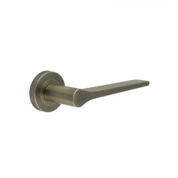 Apennine Lever On Round Rose Antique Brass Finish