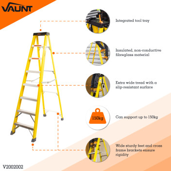 Vaunt Stepladder 8 Tread Fibreglass En131*
