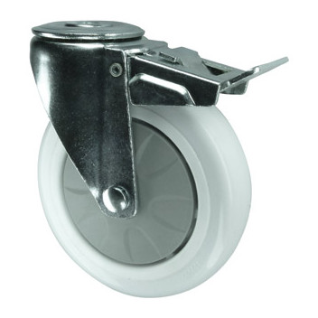 Castor Wheel Nylon Braked Swivel Bolt Hole Fix 125mm* Castor Wheel Nylon Braked Swivel Bolt Hole Fix 125mm*