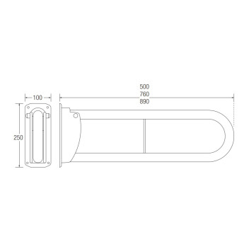 Support Grab Rail Hinged White Steel 750mm*